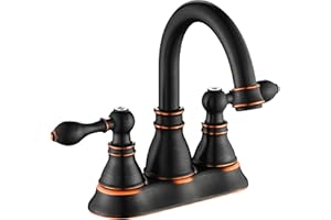 Derengge Bathroom Faucets, Centerset Lavatory Sink Faucet with 2 Handle, 3 Hole, Overflow Pop Up Drain & 4 Inch 360° Swivel Spout, F-4501-NB (Oil Rubbed Bronze)