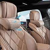 EARJIA Car Neck Pillow for Driving Memory Foam Headrest Nappa Leather Head Rest for Most Cars SUV Home Office Traveling
