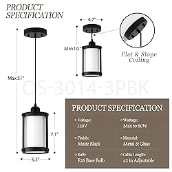 Osimir Black Pendant Lights Kitchen Island 3