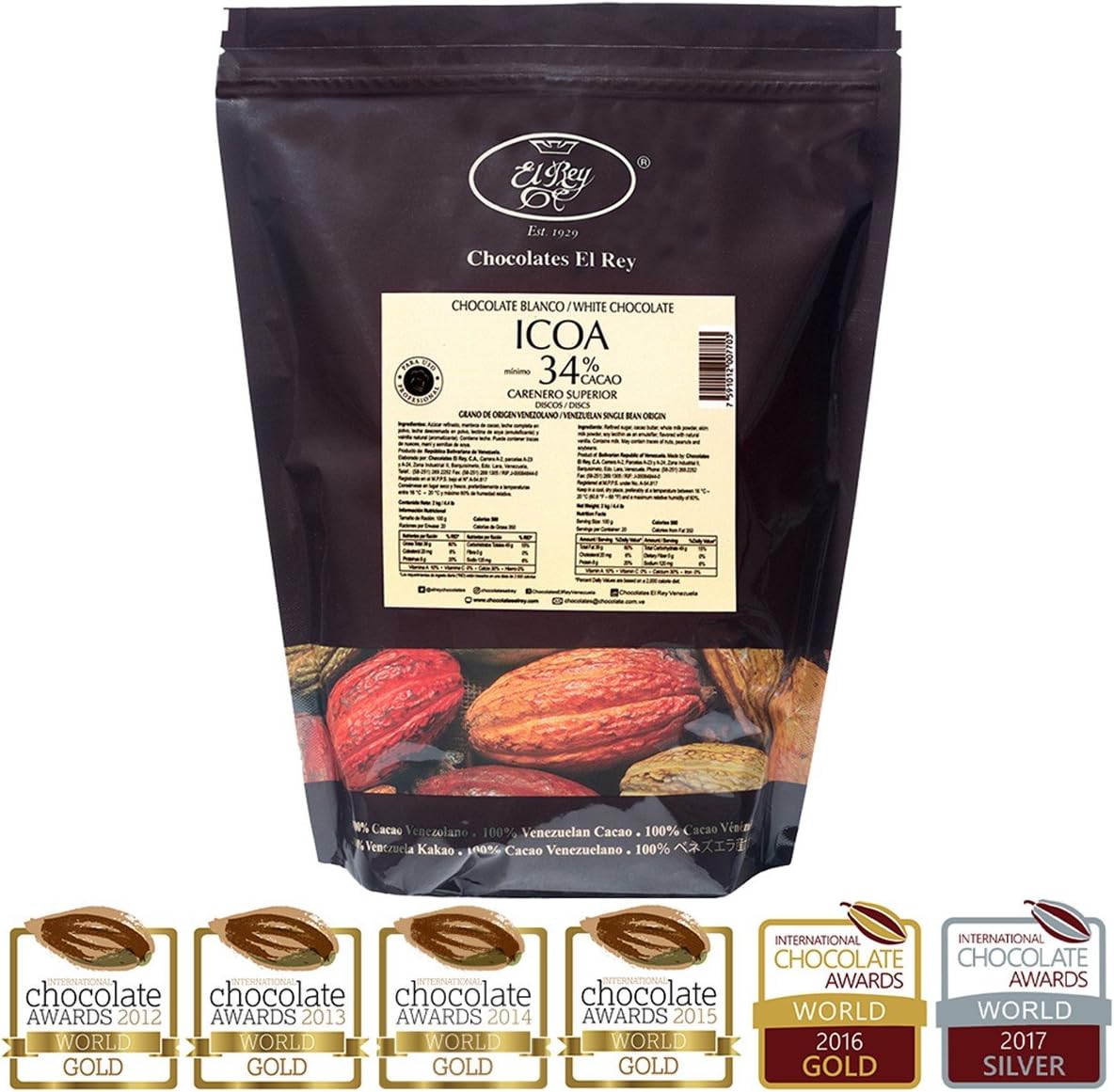 EL REY CHOCOLATE BLANCO VENEZOLANO ICOA 34 Amazon.es Alimentación y