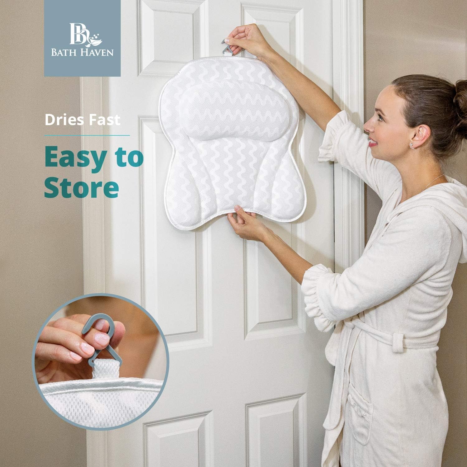 Luxurious Bath Pillow for Women & Men :: Ergonomic Bathtub Cushion for Neck, Head & Shoulders :: with QuiltedAir Mesh for Breathable Comfort :: Includ: Home & Kitchen