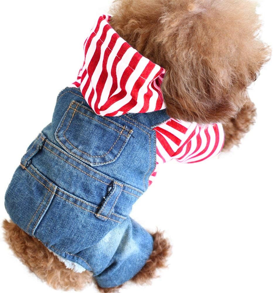 SILD Pet Denim Jumpsuit Dog Jeans Hoodies Cool Blue Coat Medium Small Dogs Classic Jacket Puppy Blue Vintage Washed Vests