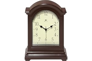 Infinity Instruments Brown Antique Grandfather Tabletop Clock 9 x 6 Mantle Tabletop Clock Mini Desktop Table Mantel Decor Vintage Living Room Decor