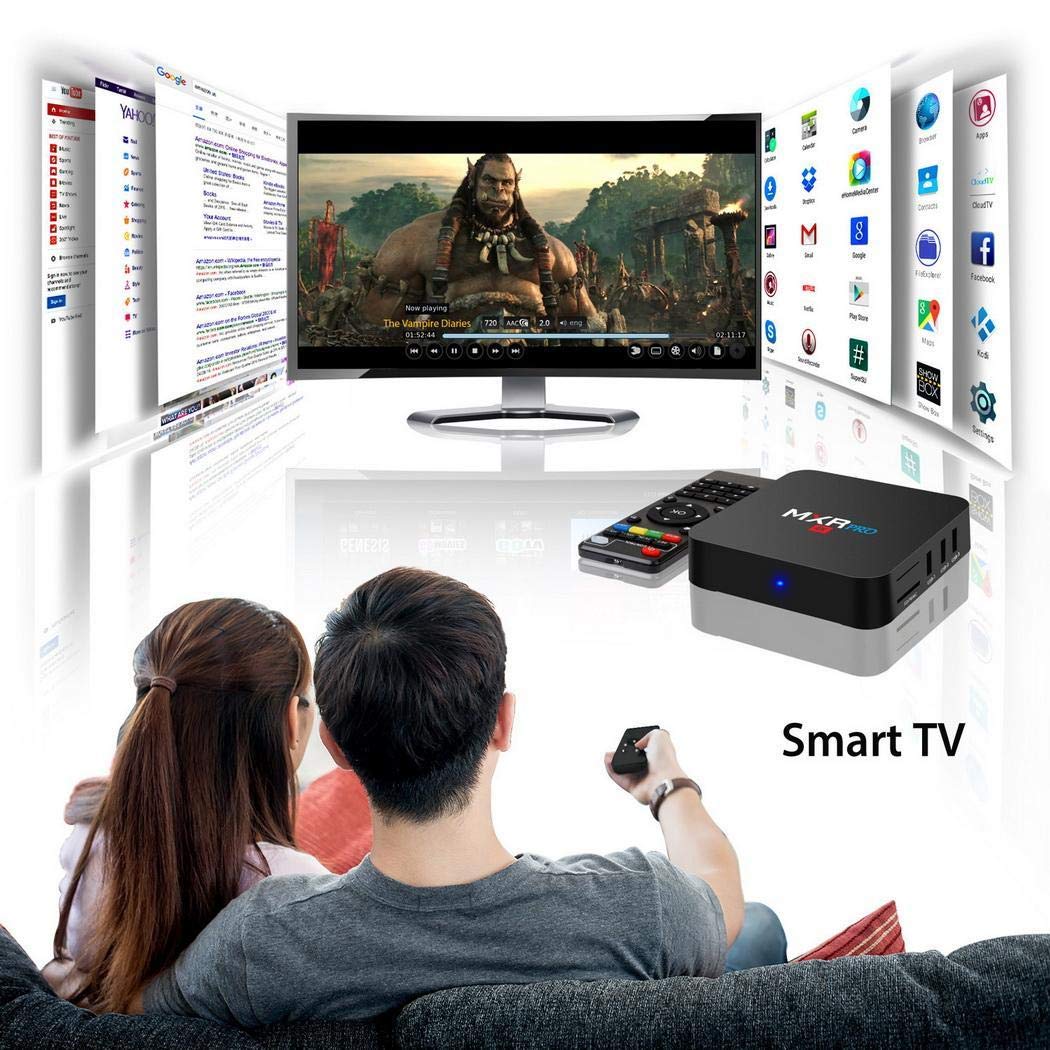 yagot MXQ Pro TV Box descodificador de Red Android 7.1 Inalámbrico 1080P Reproductor Smart TV WiFi Media Player 4K TV Box Accesorios (1 + 8GB)