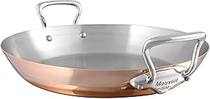 Mauviel Made In France M'Heritage Copper 150s 13.7-Inch Paella Pan with Cast Stainless Steel Handle