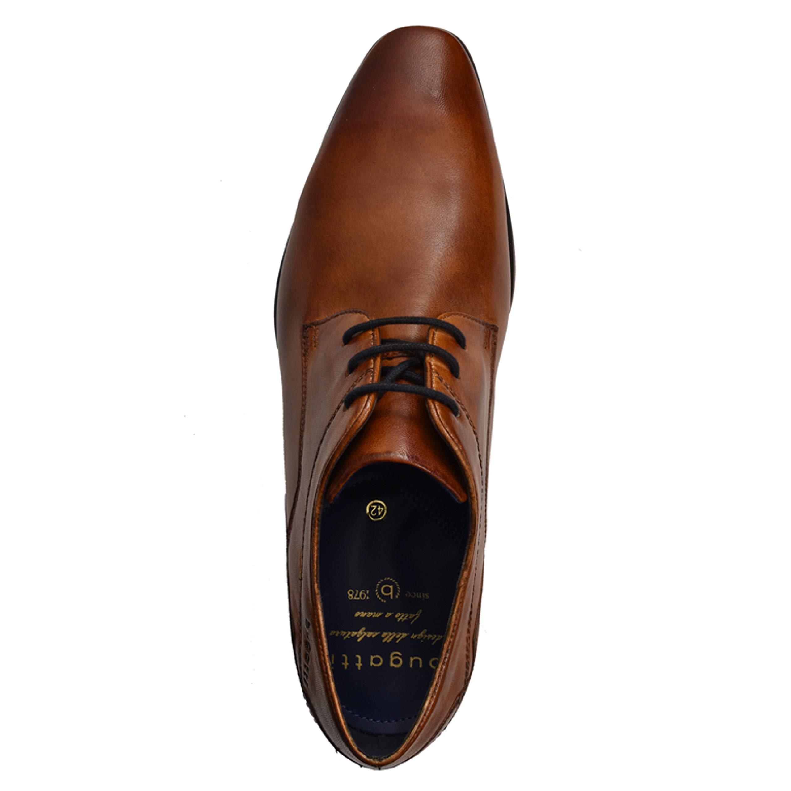 bugatti Herren Business Halbschuh aus Hochwertigem Leder, Derby mit Eleganter Liniengestaltung, Cognac, 40 EU 6