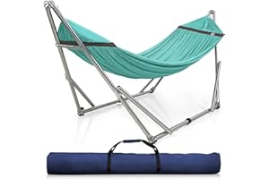 Tranquillo Adjustable Collapsible Hammock with Stand – Picnic Hammock Stand and 2 Layered Polyester Hammock Net for 2 Persons