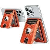 SkyEagle Compatible with Magsafe Case with RFID Blocking Card Holder AirTag pocket for iPhone 17/16/15/14/13/12 Pro/Pro Max/PlusSeries,Not Fit iPhone Mini,Orange