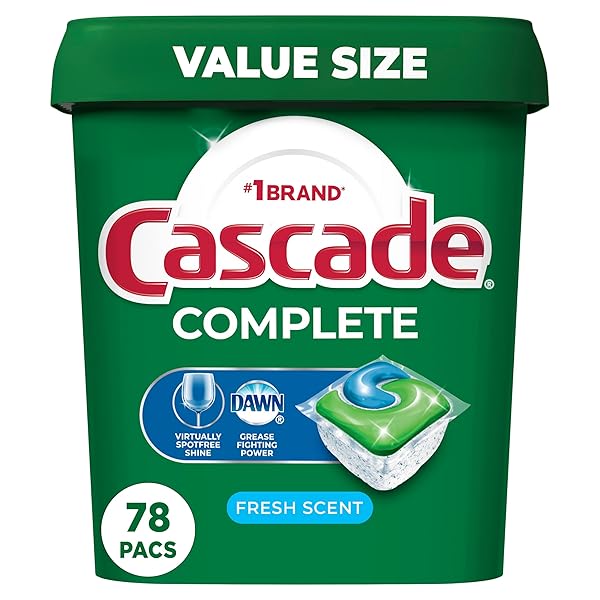 CASCADE COMPLETE DISHWASHER PODS – FRESH SCENT ACTIONPACS, DISHWASHER DETERGENT, DISHWASHER SOAP, DETERGENT PODS, 78 COUNT