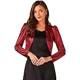 Allegra K Satin Jacket for Women's Formal Long Sleeves Bolero Shrugs for Dresses