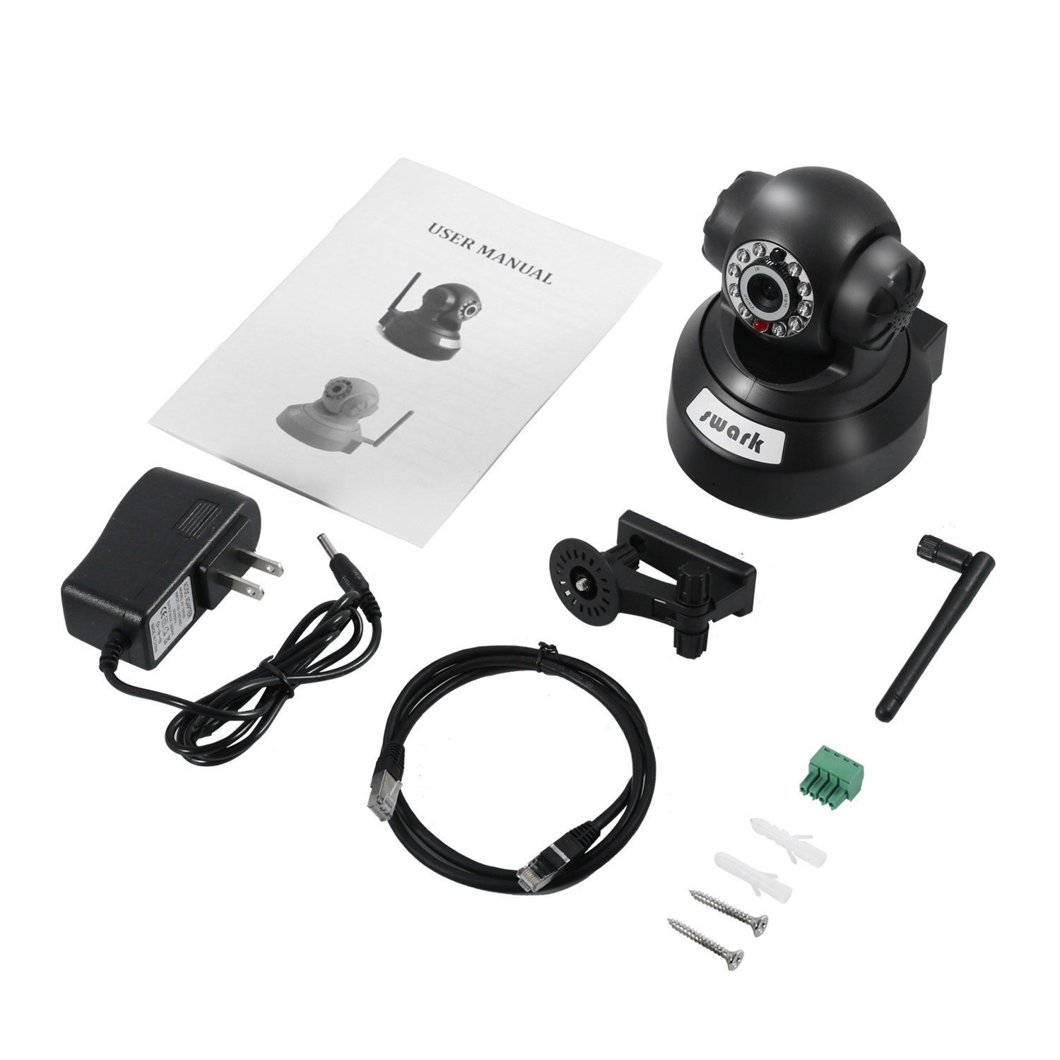 Swark Wireless IP Camera , 720P Dome Camera Remote Monitor with iOS, Android APP-Black