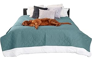 Furhaven Waterproof & Non-Slip King Size Mattress Cover Protector for Dogs & Cats, Washable, For Beds, Couches, & Car Seats - Quilted Twill Blanket Mattress Cover - Nile Blue, Jumbo/King Size