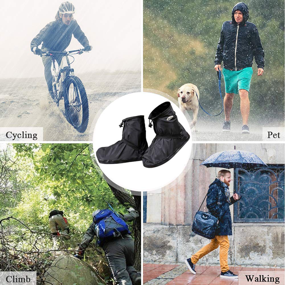 Une Paire De Couvre-Chaussures à Sangles Pour Adultes Épais Résistants à L'Usure Protecteurs De Bottes Imperméables Antidérapants Pour Extérieur - Taille TG (Noir