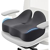 CushZone Seat Cushion, Memory Foam Office Chair Cushions, Ergonomic Curved Design for Sciatica, Tailbone, Coccyx, Seat Support for Car, Desk Chair, Wheelchair, Enhances Long Sitting Comfort (Grey)