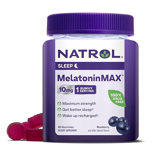 NATROL MELATONINMAX, SLEEP GUMMIES FOR ADULTS, BLUEBERRY FLAVOR,...