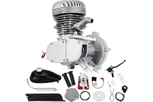 H-YEEU 26” 28” 2 Stroke 100cc Cycle Bicycle Gas Motorized Gasoline Engine Motor Kit CDI Air Cooling for Mountain and Road Bike (Silver)
