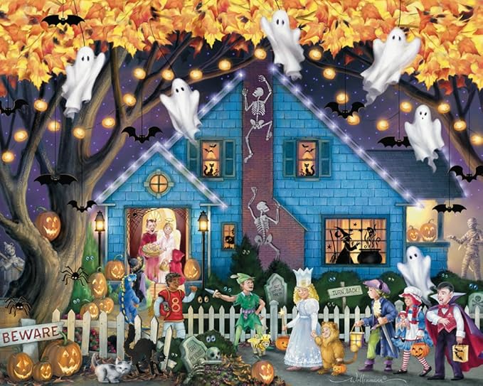 Ghostly Gathering Halloween Jigsaw Puzzle 1000 Piece, Jigsaw Puzzles