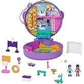 Polly Pocket Compact Playset, Soccer Squad with 2 Micro Dolls & Accessories, Travel Toys with Surprise Reveals
