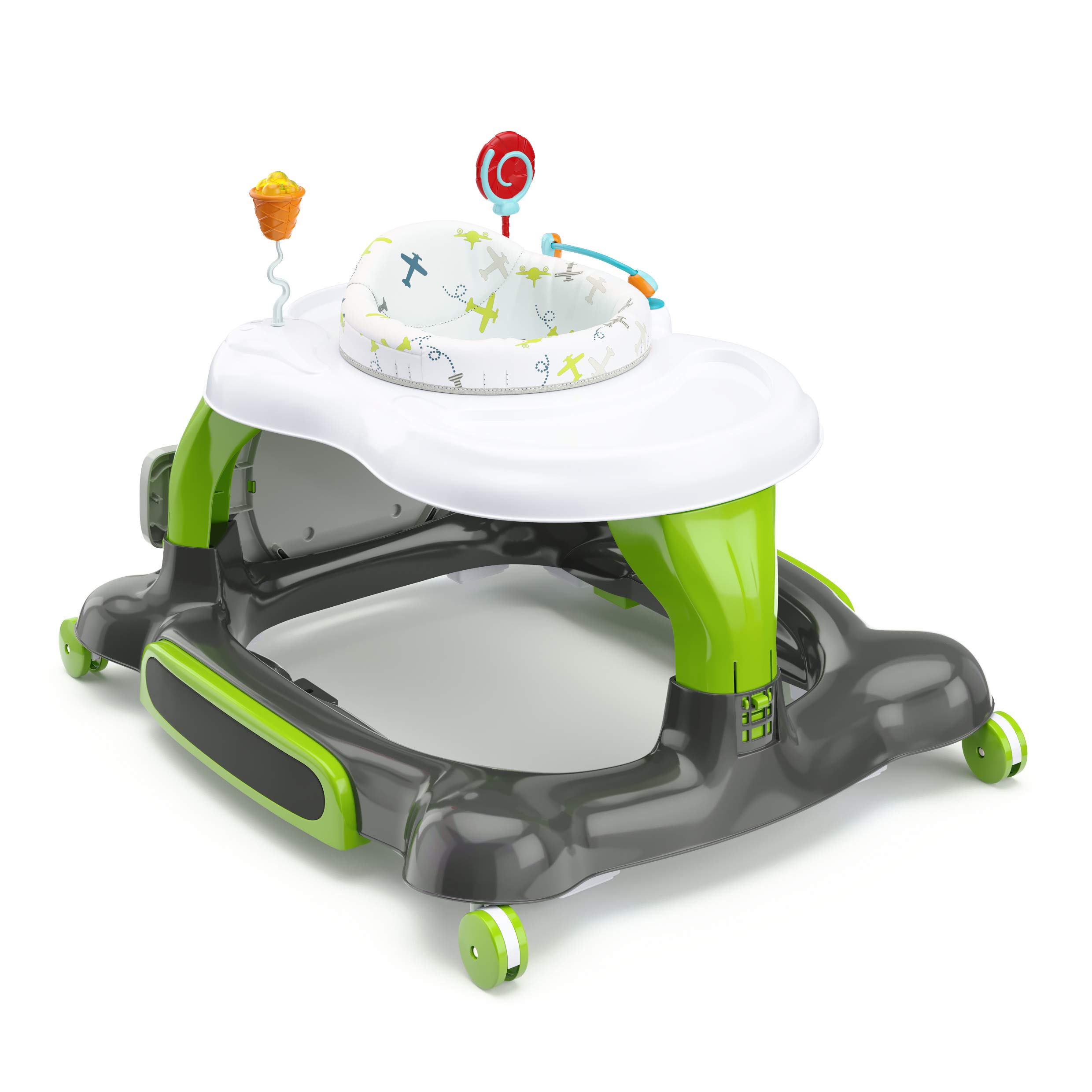 Storkcraft 3-in-1 Activity Walker and Rocker with Jumping Board and Feeding Tray, Interactive Walker with Toy Tray and Jumping Board for Toddlers and Infants- Green