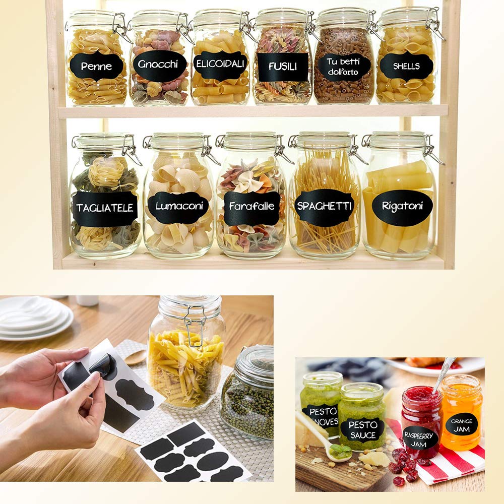 BANBLUE Acrylic Spice Rack Organizer - 5 Tiers Kitchen Seasoning Shelf Stand Holder ＆ Chalkboard Lables (40 pcs) Storage Stickers for Jars