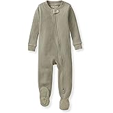 Burt's Bees Baby unisex-baby Honeysoft Sleeper Pajamas, Zip Front Non-slip Footed Footie Pjs, Organic Cotton & Lyocell