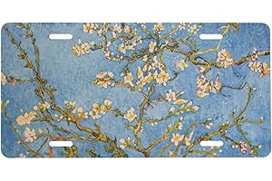 Smoaffly Van Gogh License Plate,Almond Tree Blossom Decorative Car Front,Metal Car Plate,License Plate,Vanity Tag,Aluminum Noverlty License Plate for Men/Women/Boy/Girls Car 6×12 Inch