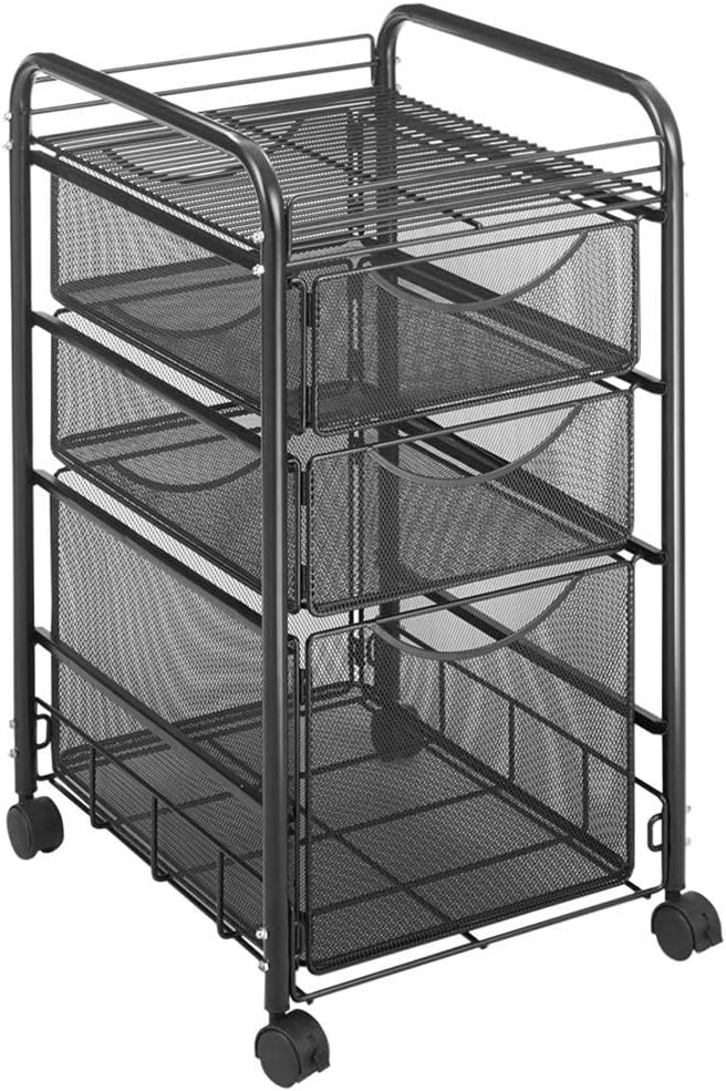 Safco Products Onyx Mesh 1 File Drawer and 2 Small Drawers Rolling File Cart 5213BL, Black Powder Coat Finish, Durable Steel Mesh Construction, Swivel Wheels For Mobility : Vertical File Cabinets : Office Products