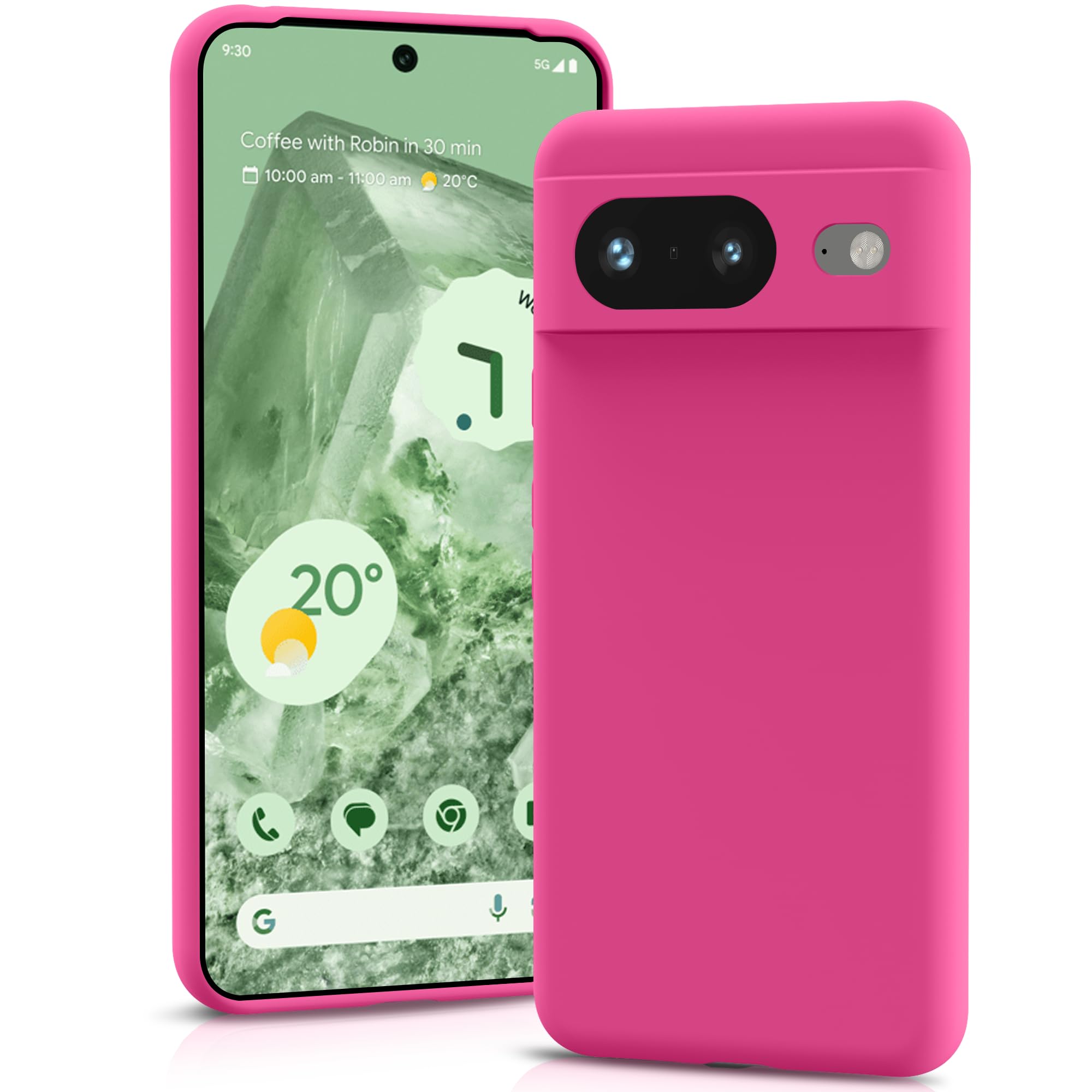 YATWIN Silicone Case for Google Pixel 8 5G, Soft-Touch, Shockproof, DustProof, Antiskid Full Body Armour Phone Cover for Google Pixel 8 5G - Magenta