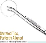 Beaditive 6-inch Sewing Tweezers 3-PC Serrated Bent Tips Stainless Steel view 4