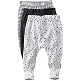 Butterblu Unisex-Baby Fallon 3-Pack Footed Pants 100% Organic Cotton Bottoms for Baby Boys & Girls