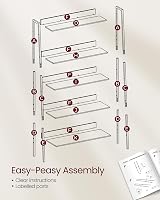 VASAGLE 5-Tier Ladder Shelf Narrow 30x80 cm Rustic Brown Ink Black LLS129B01 view 8