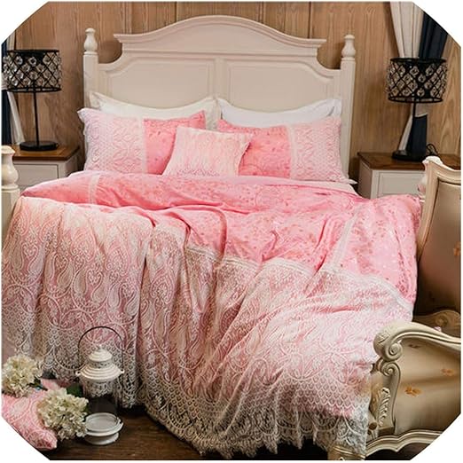 Amazon Com Luxury Embroidery Bed Linen Pink Gold Cotton Bedding