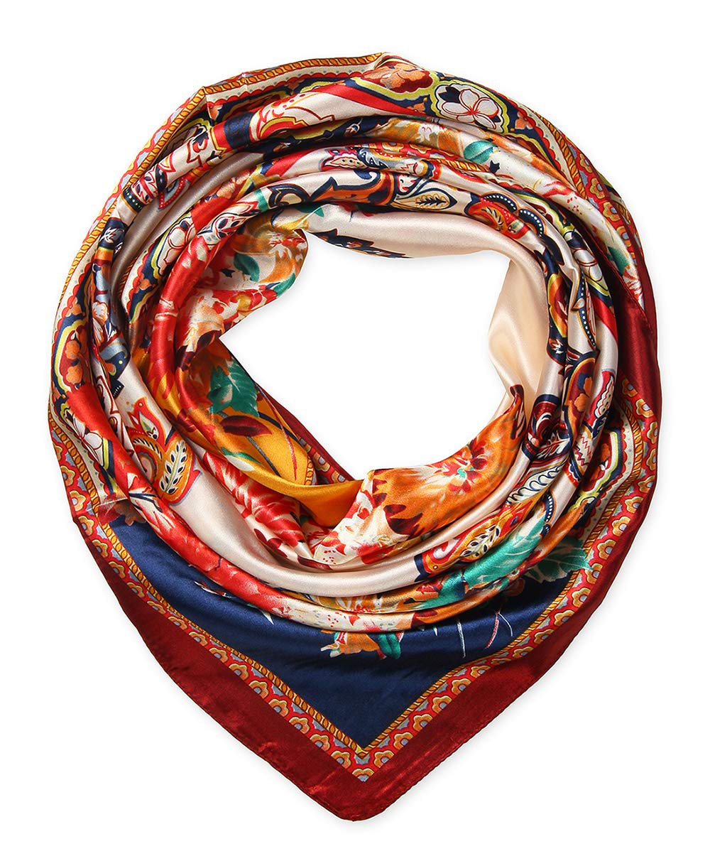 100% Polyester Silk Feeling 35" Kerchief Neck Scarf for Women by corciova 100% Polyester Silk Feeling 35" Kerchief Neck Scarf for Women by corciova