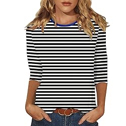 slqdgmryz 3/4 Sleeve Tops for Women Summer Striped