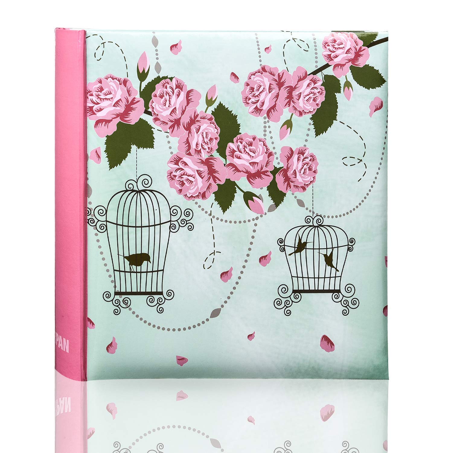 ARPAN 200 Photo Album 4x6 Slip In Memo Album, Vintage Rose Birds Cage Design, Photo Album 4x6 200 Photos with Index Pages & CD/DVD Pocket