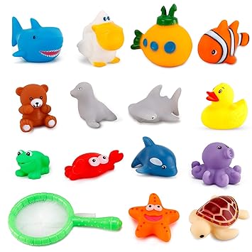 Liberty Imports Set of 15 Ocean Animals Water Squirties Fun Floating Bath Squirters for Kids