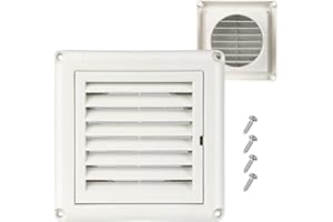 BEWAVE Dryer Vent Cover, Outdoor Exhaust Louvered Air Vent Cover for 4" Pipe with Screen 4 Screws for Long-Lasting Durability & Easy Installation, 6" x 6" Size