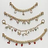 4 Pieces Gold Bag Charms, Cute Cherry Bag Charms for Women Wallet Keychain Gold Bag Chain Wallet Decor Accessories Replacement Wallet Extender Chain Shoulder Crossbody Bag Charm Women