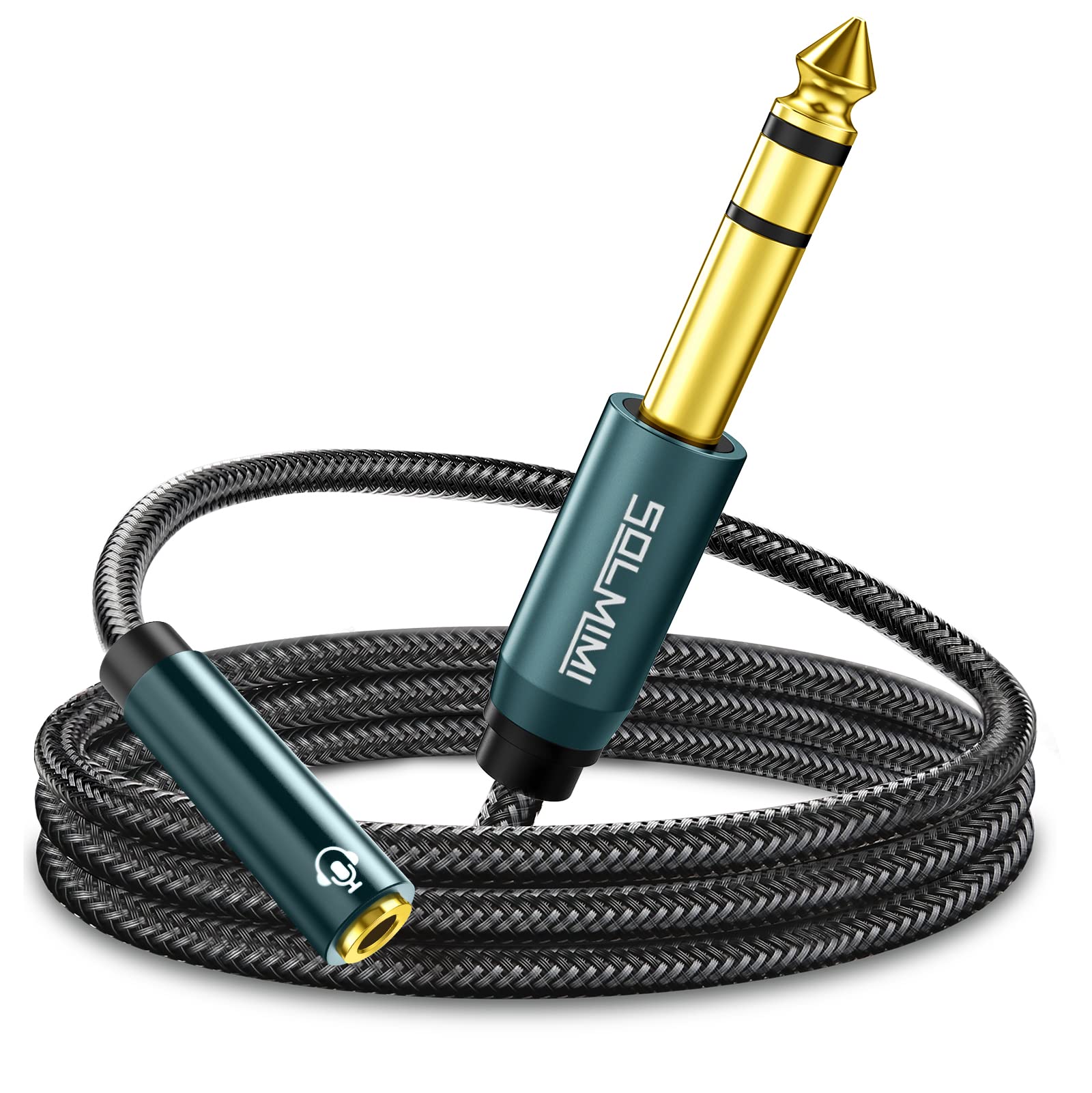 SOLMIMI 1/4 to 1/8 Headphone Adapter (10FT/3M), 6.35mm Male to 3.5mm Female TRS Stereo Audio Jack Adapter Cable for Mixer Guitar Amp Piano Keyboard Amplifier Headphone Speaker