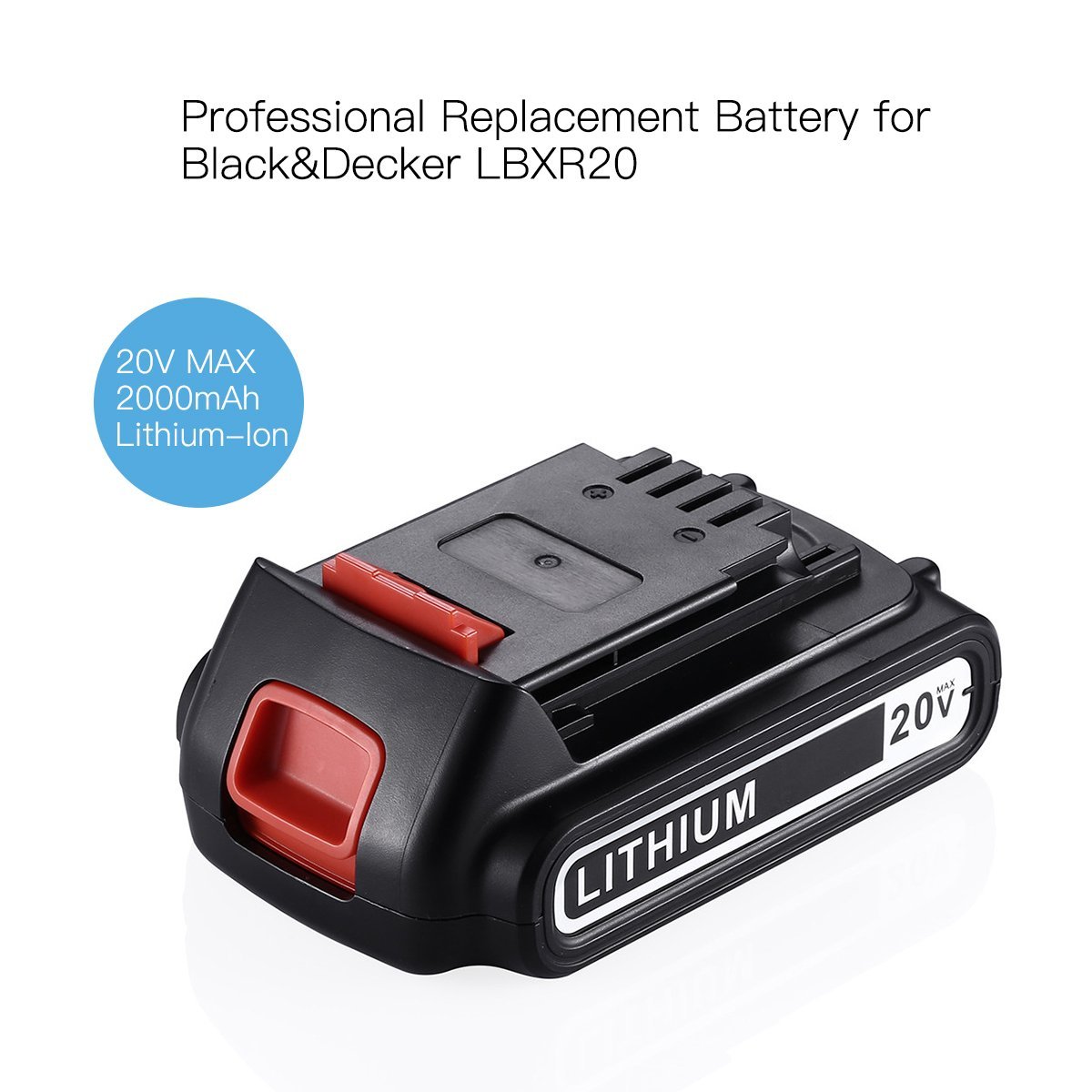 Powerextra 2000mAh 20 Volt Lithium Ion Replacement Battery for Black&Decker LBXR20 LB20 LBX20 LBXR2020-OPE Black and Decker 20v
