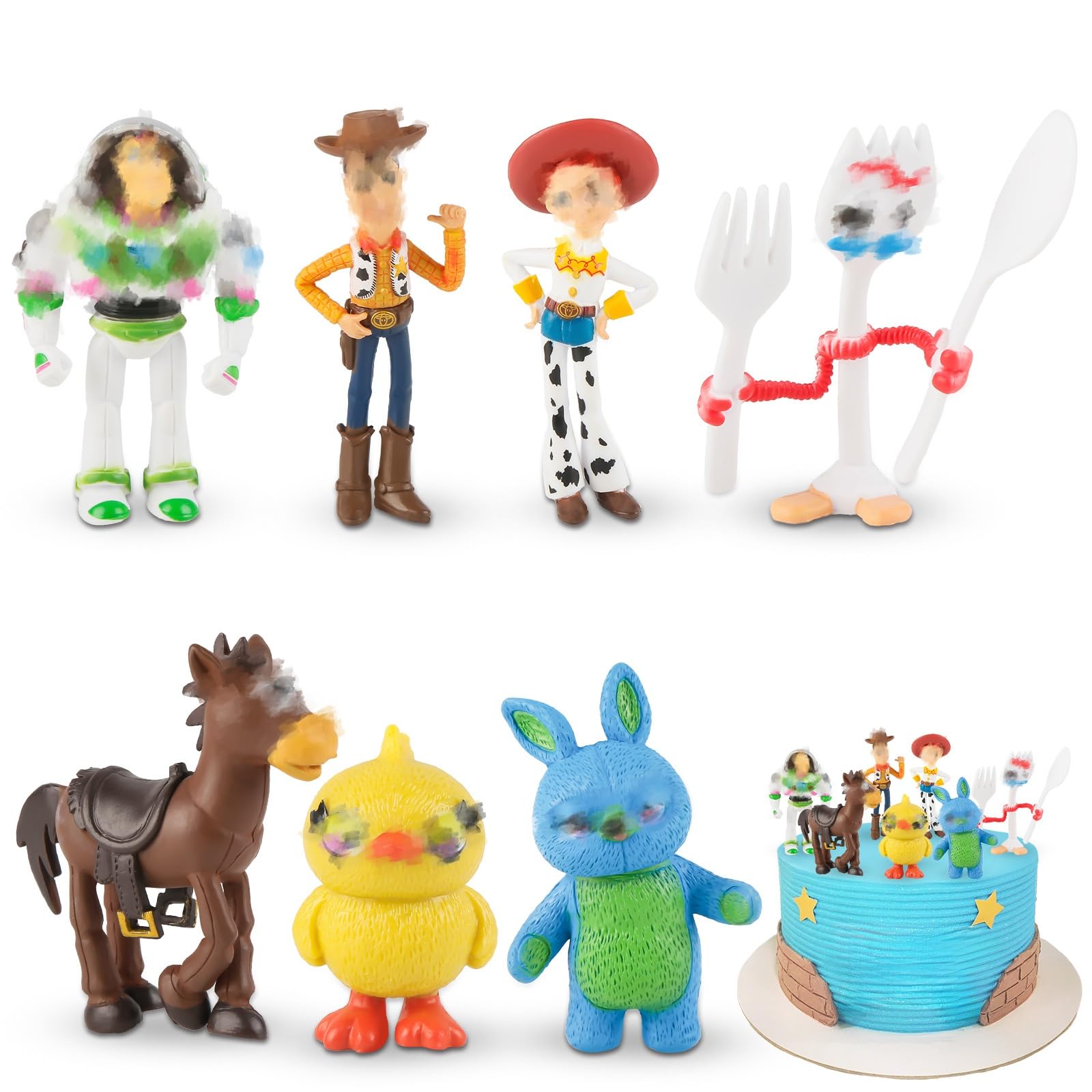 3D Cake Toppers Kids Toy Set- Mini Figures Set, Animals Cake Toppers, Story Birthday Party Supplies Decorations for Boys Girls Happy Birthday Cake Decorations and Party Goodie Bag Stuffers