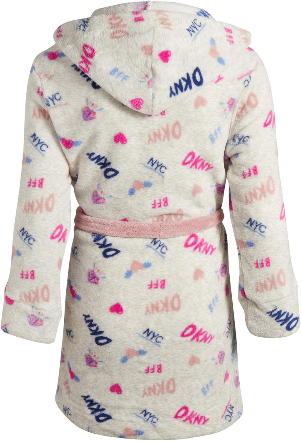 DKNY Girls' Plush Fleece Belted Robe with Hood: Clothing