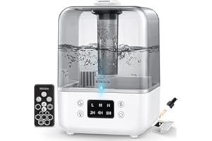 MIKIKIN Humidifiers for Bedroom, Cool Mist Humidifiers for Large Room Home Baby, 5L Top Fill Ultrasonic Air Humidifier Quiet for Plants with Remote Control, Essential Oil Diffuser, Rotatable Nozzle - White