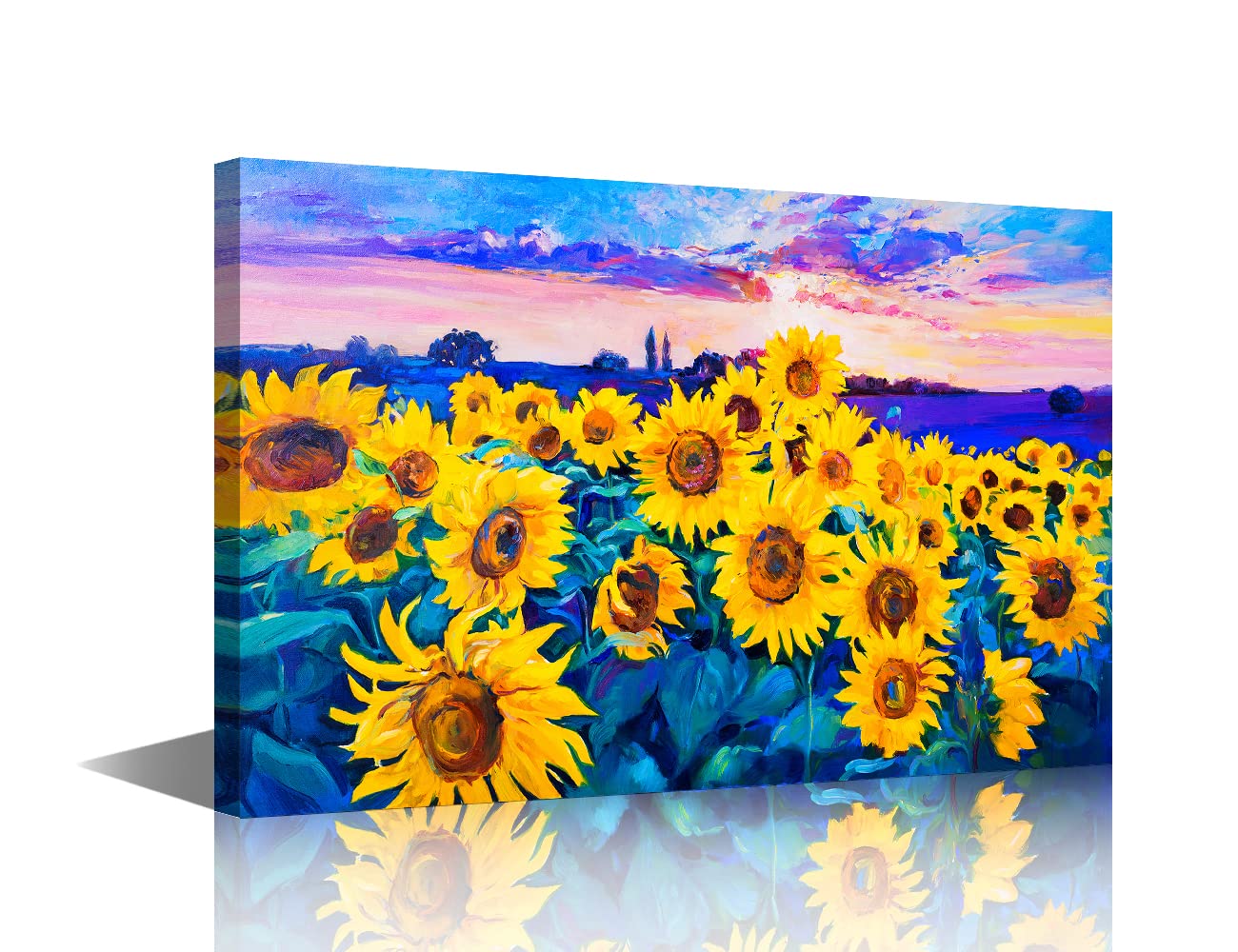 Rustic Farm Sunflower Wall Art Canvas Print Paintings Framed Sunflower Vintage Art Home Decor Paintings to Hang on Walls for Living Room Kitchen Bathroom Ready to Hang 16x24inch — image 1