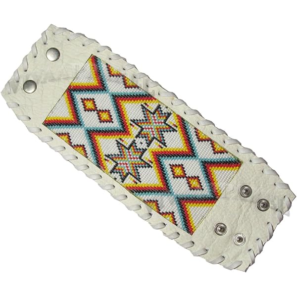 Handmade Native American Beaded Cuff Bracelet - Seed Bead & Leather, Unisex Navajo Style B-32-SB-5 - View #5