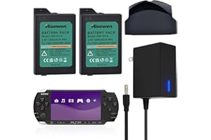 Hisewen PSP 3000 Battery 2 Pack 1500mAh and Fast Charger for Sony PSP 3000/2000 Series (PSP-2001, 3001, 3004), PSP Lite, PSP Silm