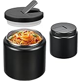 26oz Soup Thermo for Hot Food Kids with Buckle Lid Insulated Vacuum Food Jar Wide Mouth Leakproof Stainless Steel Lunch Container (Black)