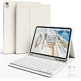 GKABXY Keyboard Case for iPad Air 11 inch M3/M2 (2025/2024) & iPad Air 5th/4th Generation (2022/2020) 10.9-inch | Detachable Wireless Bluetooth Keyboard Cover with Pencil Holder (White Cream)