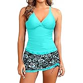 Daci Women Tankini Swimsuits with Skirt - Two Piece Tummy Control Skirted 2PC Bathing Suits Swimwear