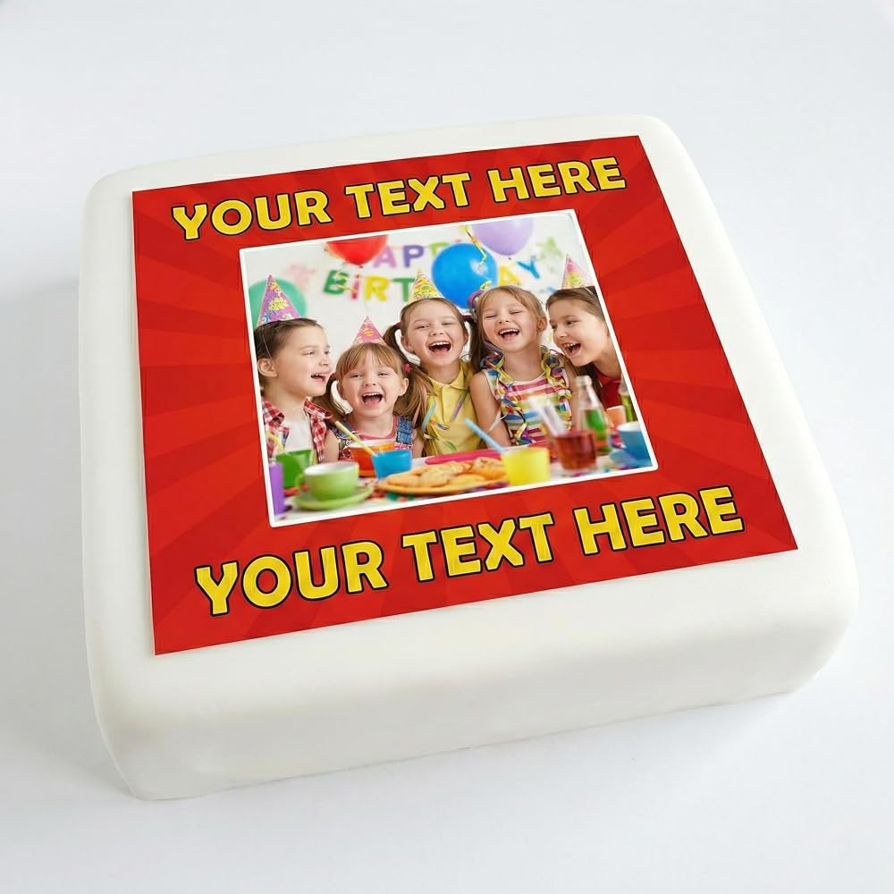 Goggly 7.5,7,6,5,4 Inch Pre Cut Multi Size Square Personalised Cake Topper